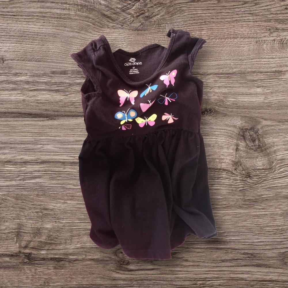 M8) Okie Dokie Toddler Girls Butterfly Dress | Size 2T